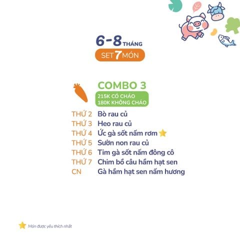  (COMBO 6-8 THÁNG) Set 7 món Combo 3 