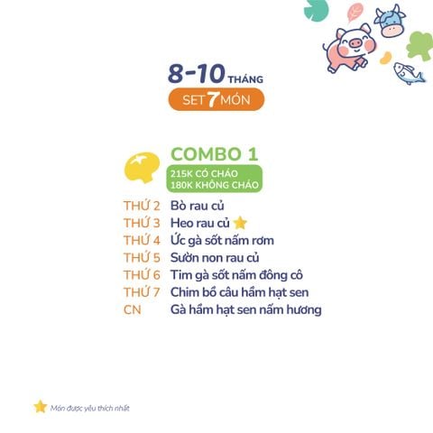  (COMBO 8-10 THÁNG) Set 7 món Combo 1 