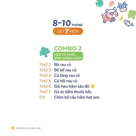  (COMBO 8-10 THÁNG) Set 7 món Combo 2 