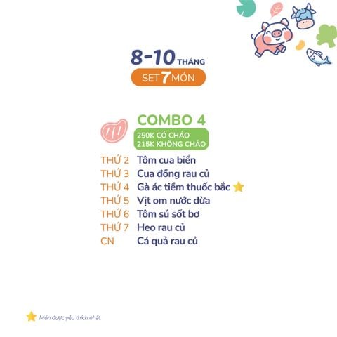  (COMBO 8-10 THÁNG) Set 7 món Combo 4 