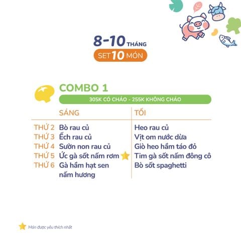  (COMBO 8-10 THÁNG) Set 10 món Combo 1 