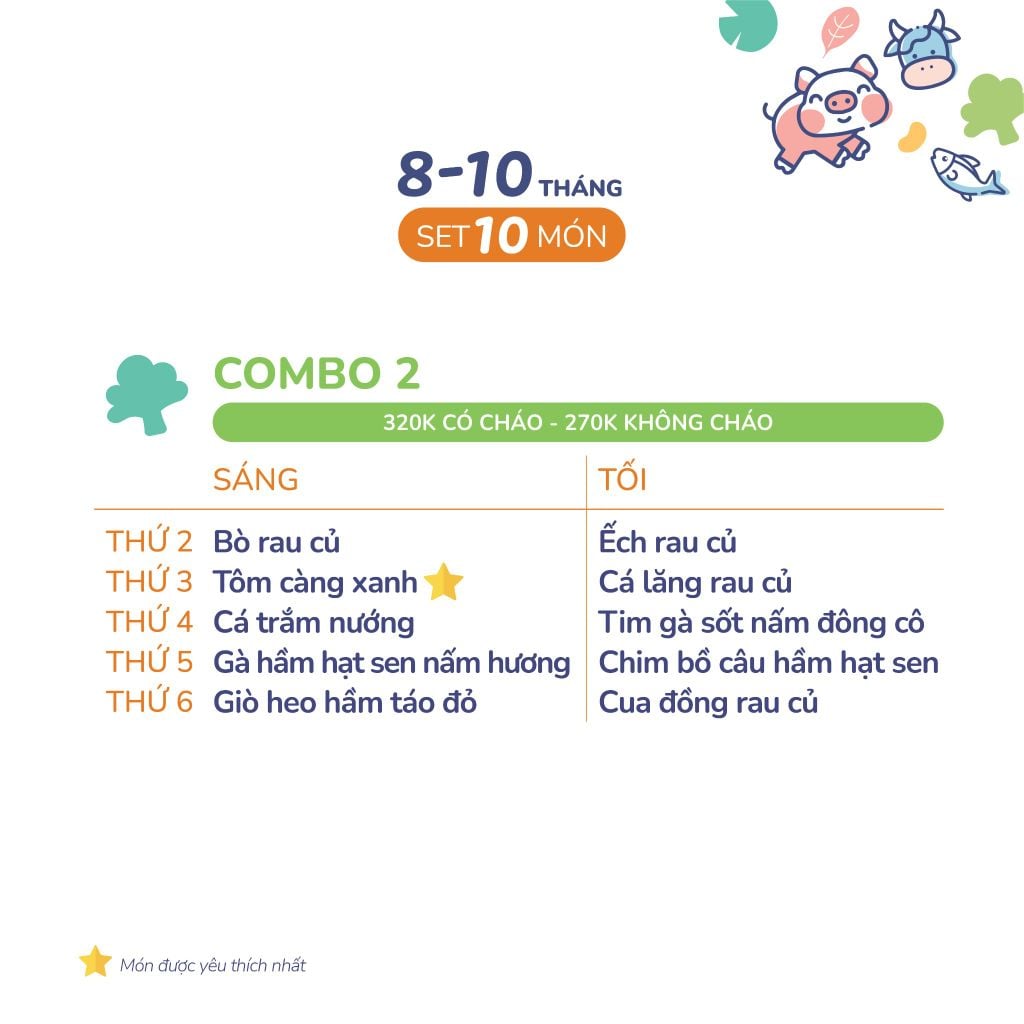  (COMBO 8-10 THÁNG) Set 10 món Combo 2 
