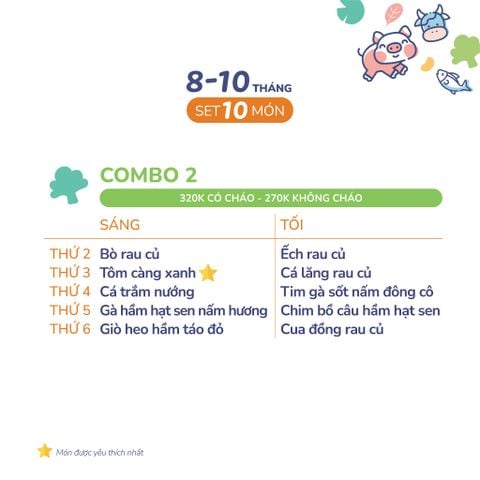  (COMBO 8-10 THÁNG) Set 10 món Combo 2 