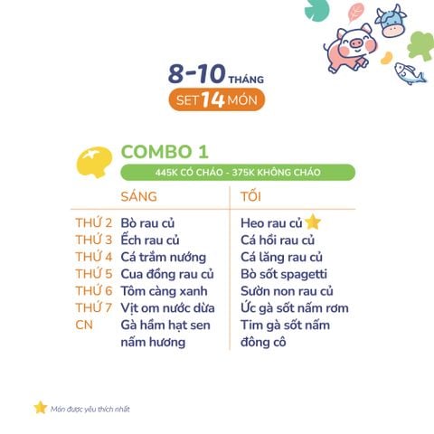  (COMBO 8-10 THÁNG) Set 14 món Combo 1 