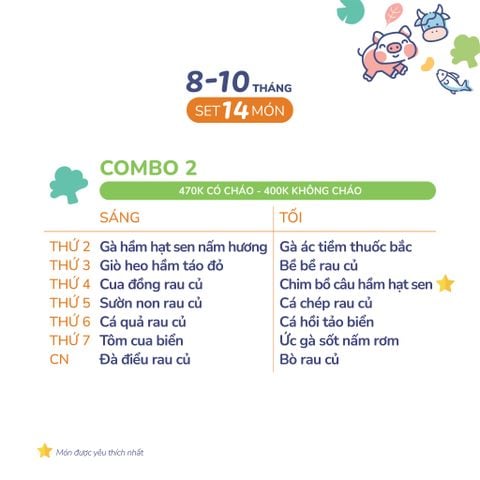  (COMBO 8-10 THÁNG) Set 14 món Combo 2 