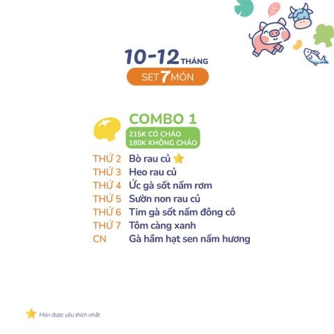 (COMBO 10-12 THÁNG) Set 7 món Combo 1 