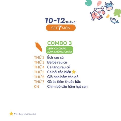  (COMBO 10-12 THÁNG) Set 7 món Combo 3 