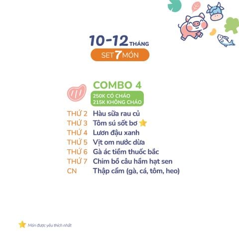  (COMBO 10-12 THÁNG) Set 7 món Combo 4 