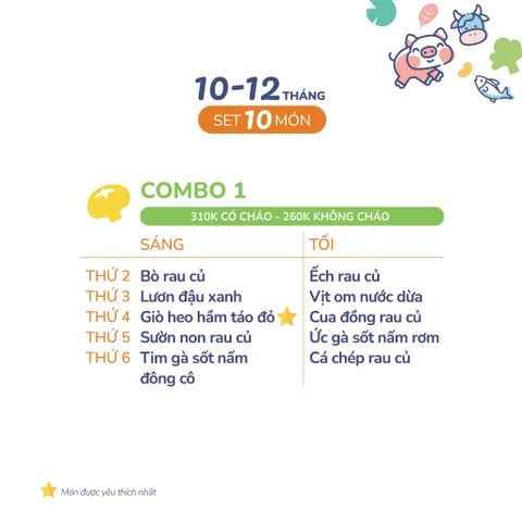  (COMBO 10-12 THÁNG) Set 10 món Combo 1 