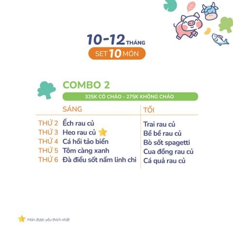 (COMBO 10-12 THÁNG) Set 10 món Combo 2 