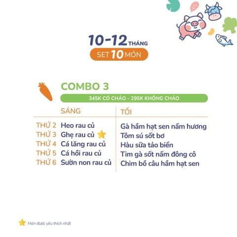  (COMBO 10-12 THÁNG) Set 10 món Combo 3 