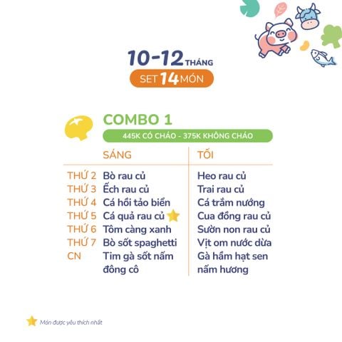  (COMBO 10-12 THÁNG) Set 14 món Combo 1 