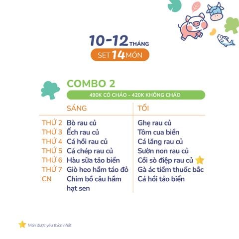  (COMBO 10-12 THÁNG) Set 14 món Combo 2 