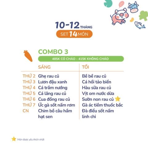  (COMBO 10-12 THÁNG) Set 14 món Combo 3 