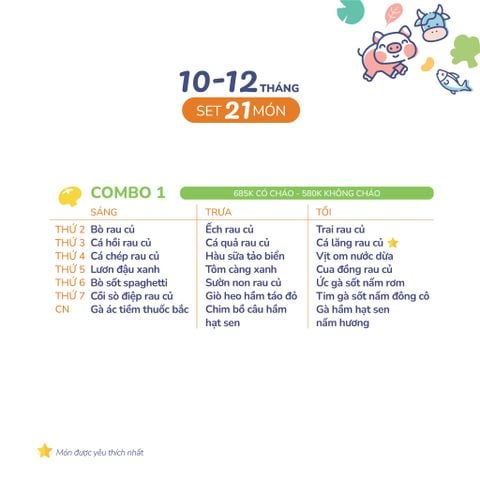  (COMBO 10-12 THÁNG) Set 21 món Combo 1 