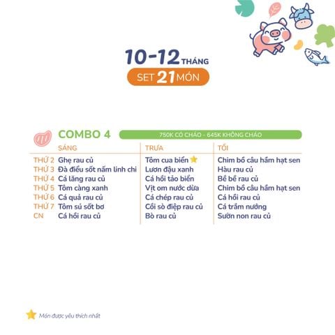  (COMBO 10-12 THÁNG) Set 21 món Combo 4 