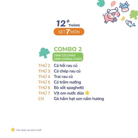 (COMBO TRÊN 12 THÁNG) Set 7 món Combo 2 