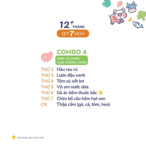  (COMBO TRÊN 12 THÁNG) Set 7 món Combo 4 