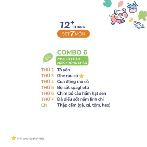  (COMBO TRÊN 12 THÁNG) Set 7 món Combo 6 