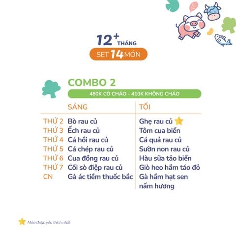  (COMBO TRÊN 12 THÁNG) Set 14 món Combo 2 