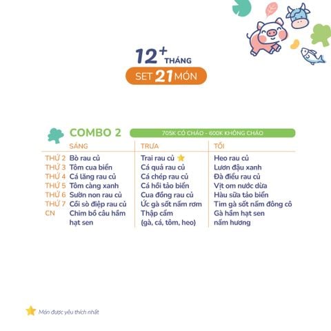  (COMBO TRÊN 12 THÁNG) Set 21 món Combo 2 