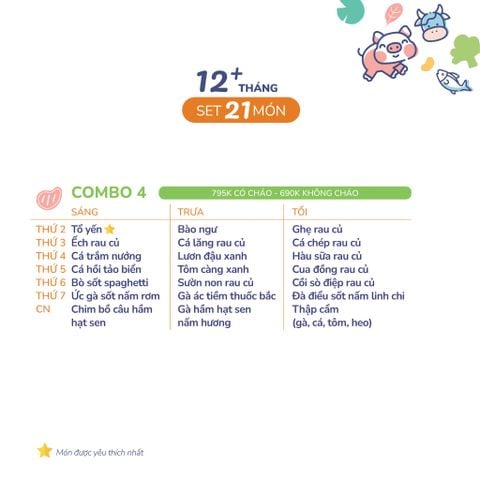  (COMBO TRÊN 12 THÁNG) Set 21 món Combo 4 
