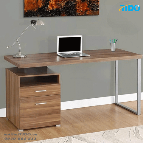  Bàn Làm Việc Chân Sắt Hộc Liền Tủ TI-BLV-06 