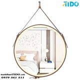  Gương tròn Decor dây da LED viền phun cát, công tắc cảm ứng TI-G12 