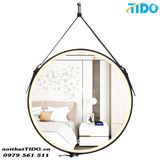  Gương tròn Decor dây da LED viền phun cát, công tắc cảm ứng TI-G12 