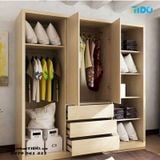  TỦ QUẦN ÁO CỬA LÙA GỖ MDF CÓ KỆ TRANG TRÍ TI-TQA27 