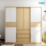  TỦ QUẦN ÁO CỬA LÙA GỖ MDF CÓ KỆ TRANG TRÍ TI-TQA27 