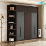  TỦ QUẦN ÁO CỬA LÙA GỖ MDF CÓ KỆ TRANG TRÍ TI-TQA57 