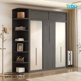  TỦ QUẦN ÁO CỬA LÙA GỖ MDF CÓ KỆ TRANG TRÍ TI-TQA80 