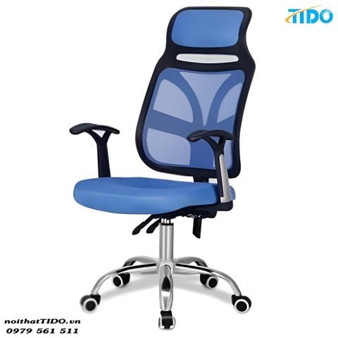  Ghế Văn Phòng Ngả Lưng Lưới Màu Xanh TIDO-GXTH-888B 