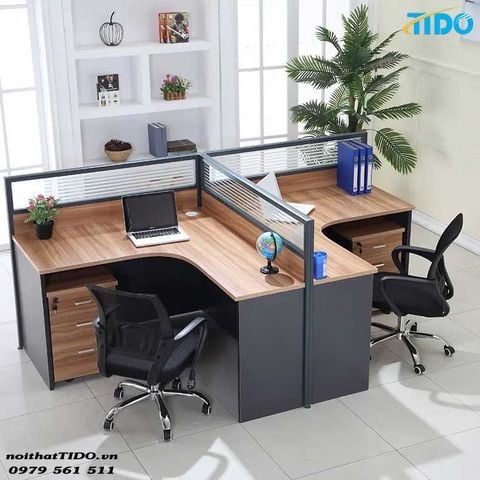  Bàn Nhân Viên Cụm 2 Có Vách Ngăn Hiện Đại TIDO-ZYCG-33 