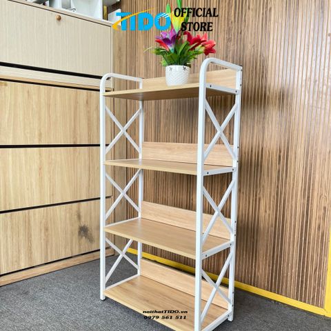  Kệ đựng đồ khung sắt mặt gỗ cao cấp TIDO [Full phụ kiện lắp ráp] 