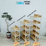  Kệ đựng đồ khung sắt mặt gỗ cao cấp TIDO [Full phụ kiện lắp ráp] 