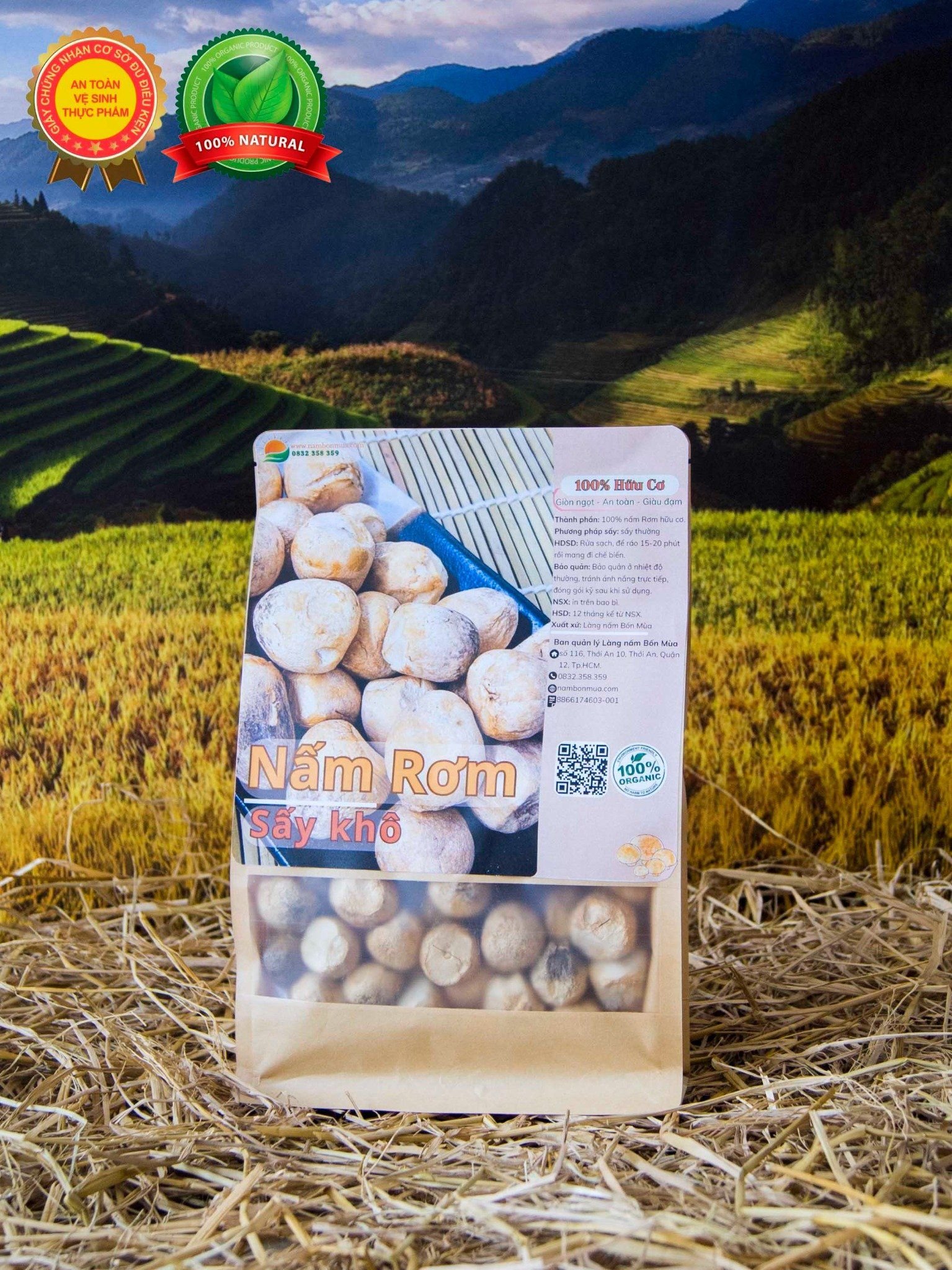 Nấm Rơm Sấy Khô - 100% Hữu Cơ