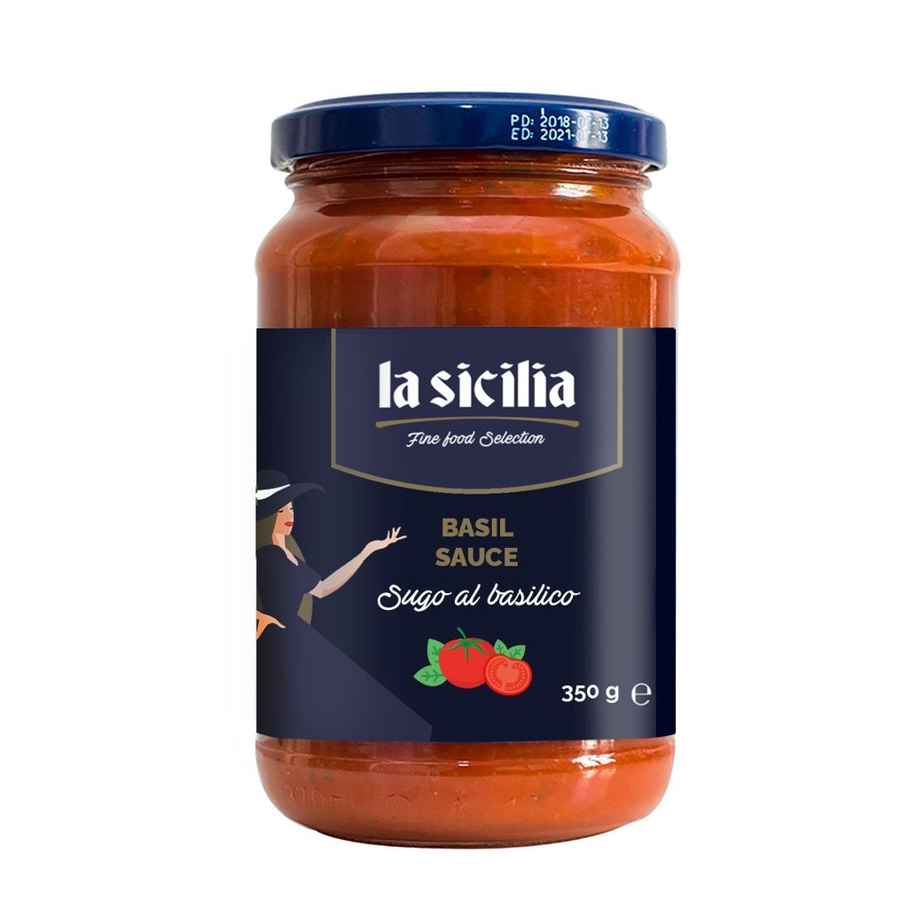  LT Xốt Cà chua & Húng quế (Basilico Pasta Sauce) La Sicilia - 350 gr 