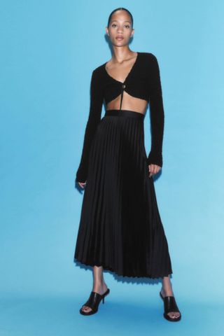  Chân váy Zara đen xếp ly 0615001  xả G12-T1T ĐK 