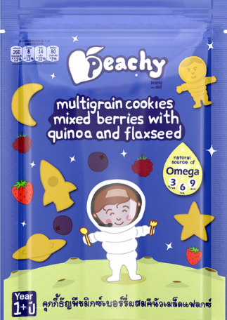 Bánh cookies ngũ cốc hỗn hợp và quả mọng Peachy 50g 1 tuổi