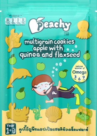 Bánh cookies ngũ cốc hỗn hợp táo Peachy 50g 1 tuổi