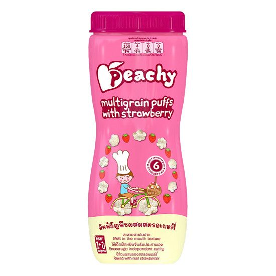 Bánh ngũ cốc dâu Peachy 40g 1 tuổi