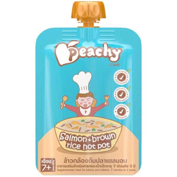 Súp cá hồi và gạo lức  Peachy 125g 7 tháng