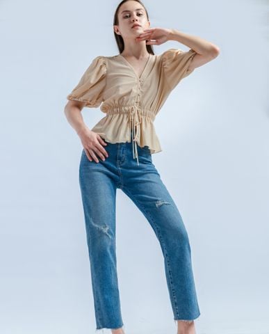 Áo thun kiểu tay bồng thiết kê phối nút 10207272