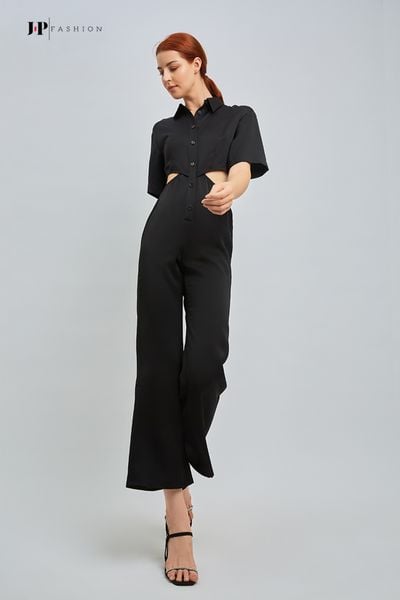 jumpsuit dài tay ngắn màu đen