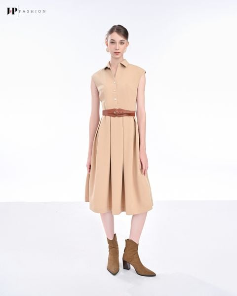 đầm kiểu dáng xòe màu kem