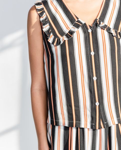 color_ Trắng sọc đen + cam