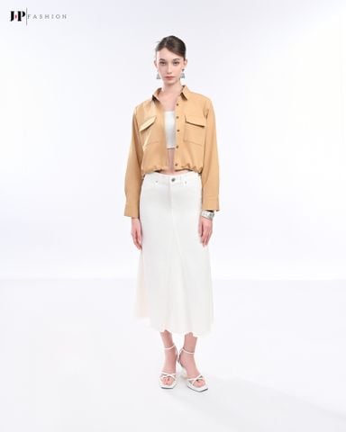 Áo Sơ Mi Kaki Croptop Dây Rút Eo 10611346