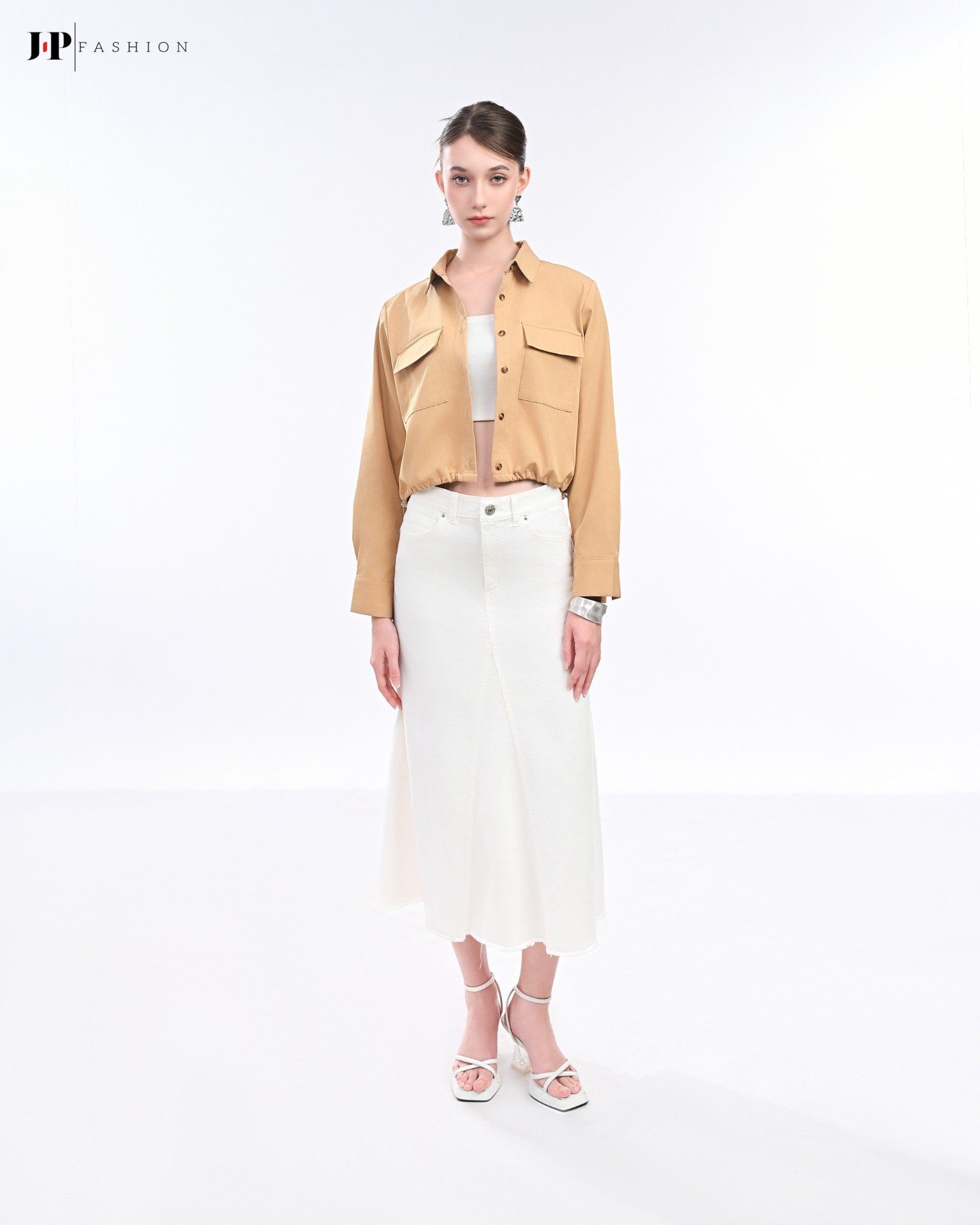 Áo Sơ Mi Kaki Croptop Dây Rút Eo 10611346